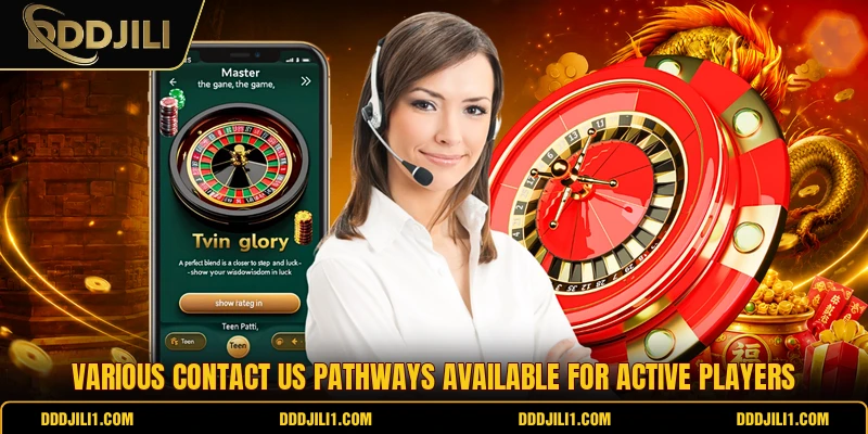 Various contact us pathways available for active players